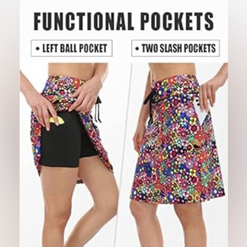 Koralhy Skort, Sz. M, Vibrant Floral, 2 Side Pouch Pockets, 1 Pocket On Shorts